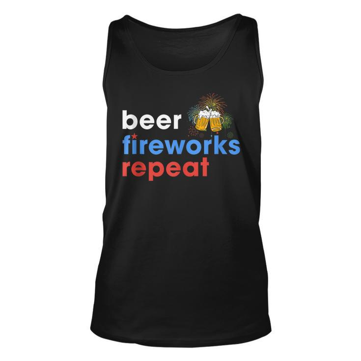 Beer Fireworks Repeat Funny 4Th Of July Beer Lovers Gifts  Unisex Tank Top