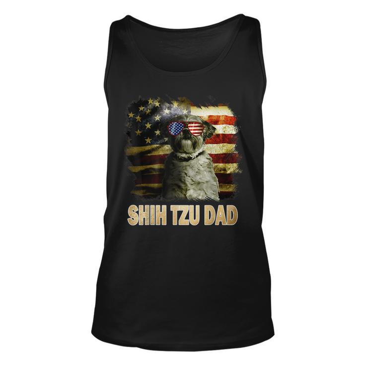 Best Shih Tzu Dad Ever American Flag 4Th Of July Dog Lover  Unisex Tank Top