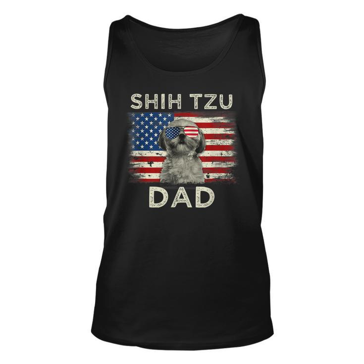 Best Shih Tzu Dad Ever American Flag 4Th Of July Father Day  Unisex Tank Top