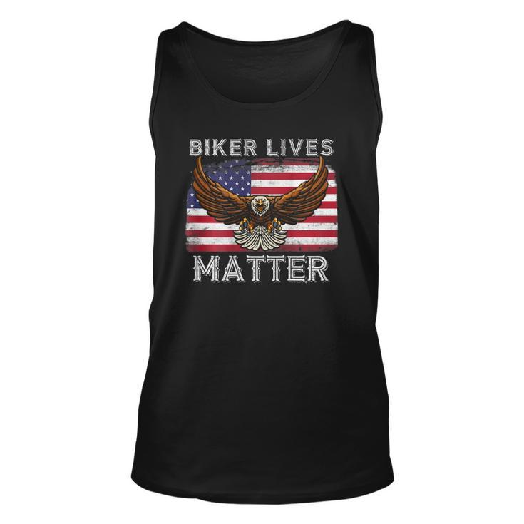 Biker Lives Matter Distressed American Flag Bald Eagle Unisex Tank Top