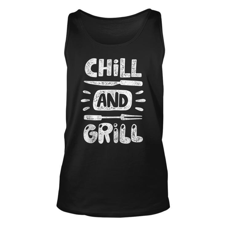 Birthday Gift For Him Husband Dad Grandpa Chill And Grill  Unisex Tank Top