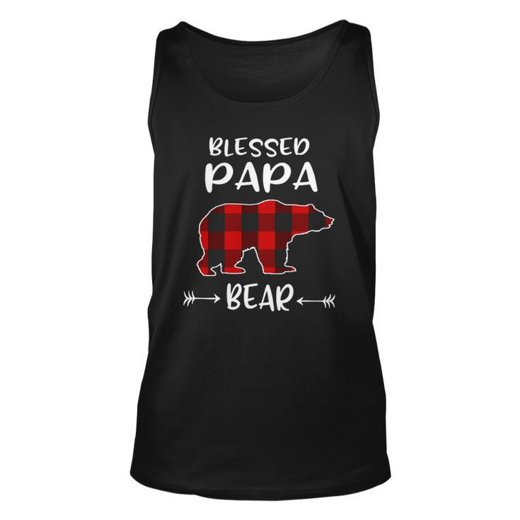 Blessed Papa Bear Buffalo Plaid Bear  For Papa Unisex Tank Top
