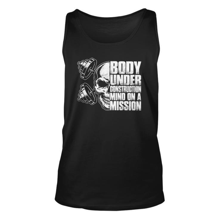 Body Under Construction Mind On A Mission Fitness Lovers Unisex Tank Top