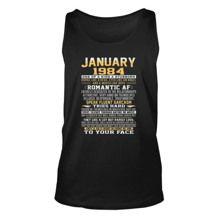 Born In January 1984 Facts S For Men Women Unisex Tank Top
