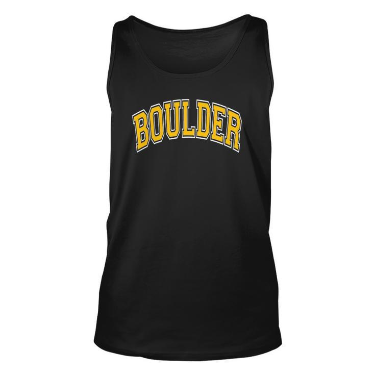 Boulder Colorado Co Varsity Style Amber Text Unisex Tank Top
