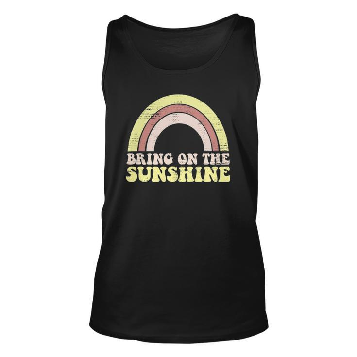 Bring On The Sunshine Distressed Graphic Tee Women Rainbow Unisex Tank Top