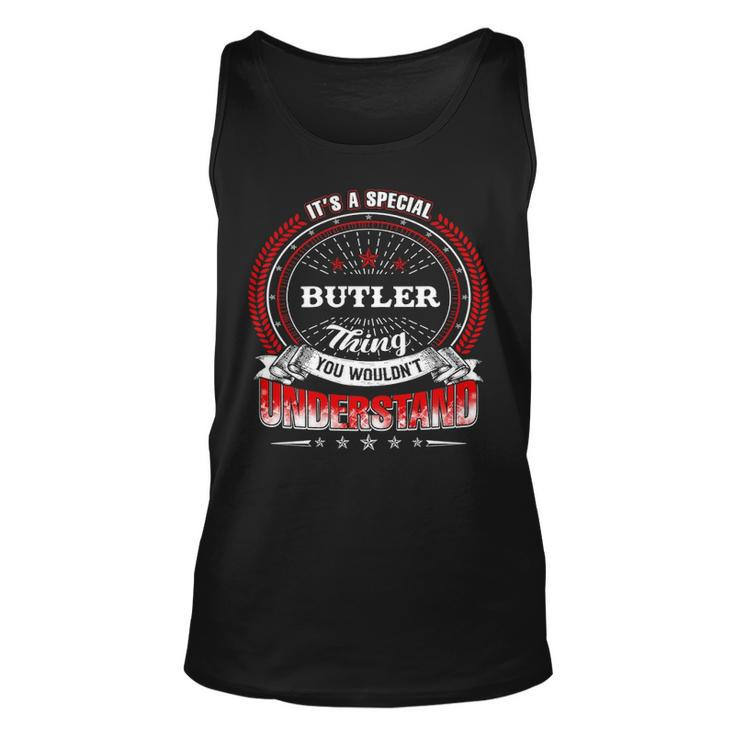 Butler Shirt Family Crest Butler T Shirt Butler Clothing Butler Tshirt Butler Tshirt Gifts For The Butler  Unisex Tank Top