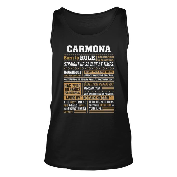 Carmona Name Gift   Carmona Born To Rule Unisex Tank Top