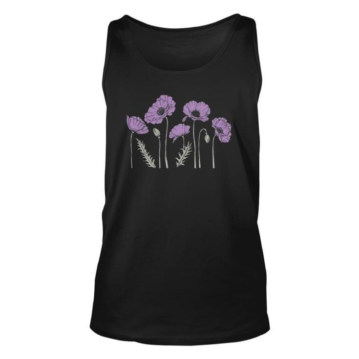 Casual Purple Poppy Flowers Graphic  For Women Unisex Tank Top