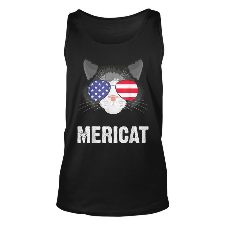 Cat American Flag Independence Day Mericat 4Th Of July  Unisex Tank Top