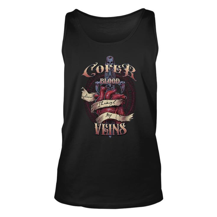 Cofer Blood Runs Through My Veins Name Unisex Tank Top