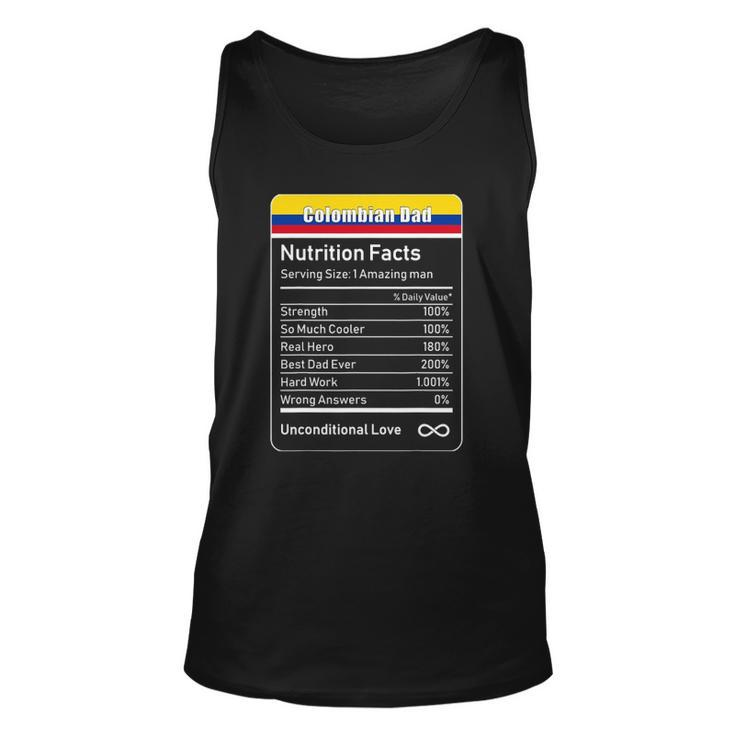 Colombian Dad Nutrition Facts Fathers Unisex Tank Top