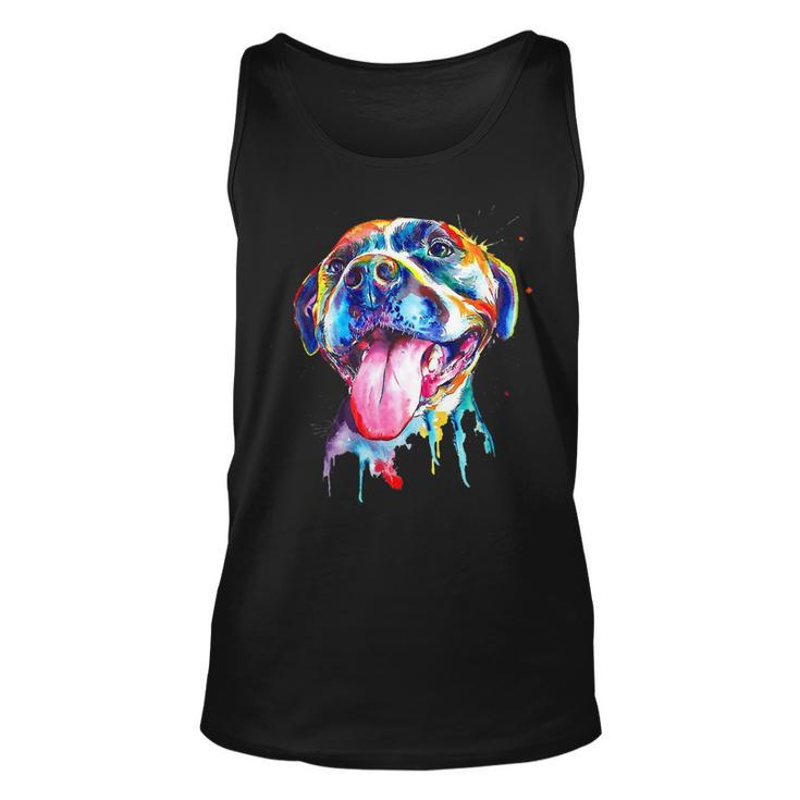 Colorful Pit-Bull Terrier Dog Love-R Dad Mom Boy Girl Funny T-Shirt Unisex Tank Top