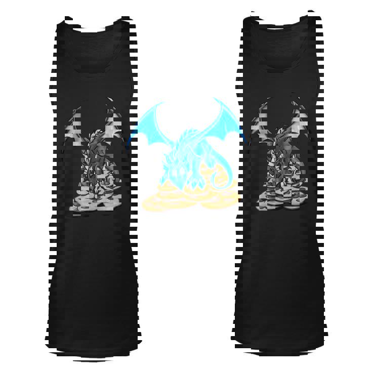 Cute Blue Dragon And His Cookie Treasure Hoard  Unisex Tank Top