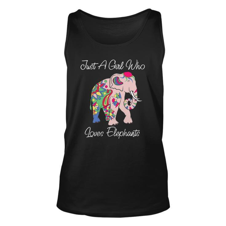 Cute Elephant Floral Themed Novelty Gift For Animal Lovers Unisex Tank Top