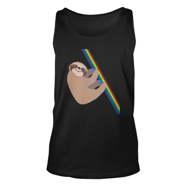 Cute Sloth Design - New Sloth Climbing A Rainbow Unisex Tank Top