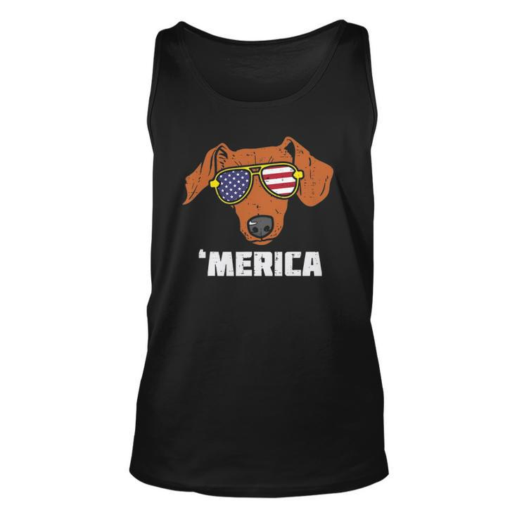 Dachshund Wiener American Usa Flag 4Th Of July Fourth Dog Unisex Tank Top
