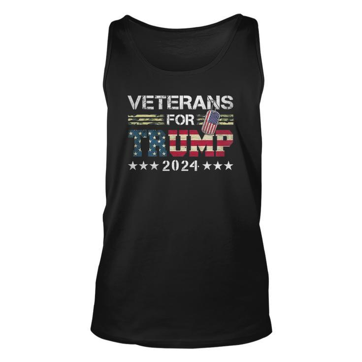 Dad Grandpa Veterans For Trump 2024 American Flag Camo Unisex Tank Top