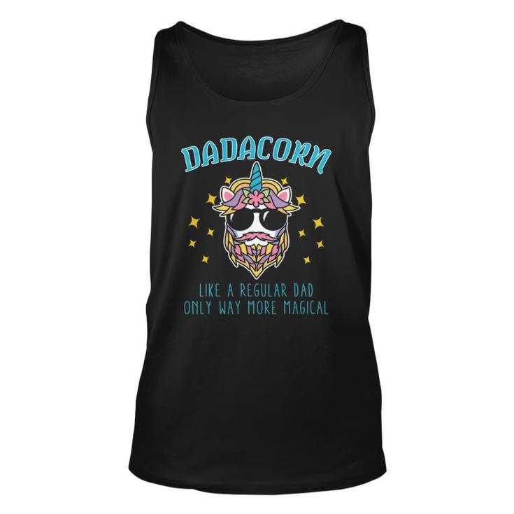 Dadacorn Fathers Day Funny Daddy Beard Graphic Dad Unicorn Unisex Tank Top
