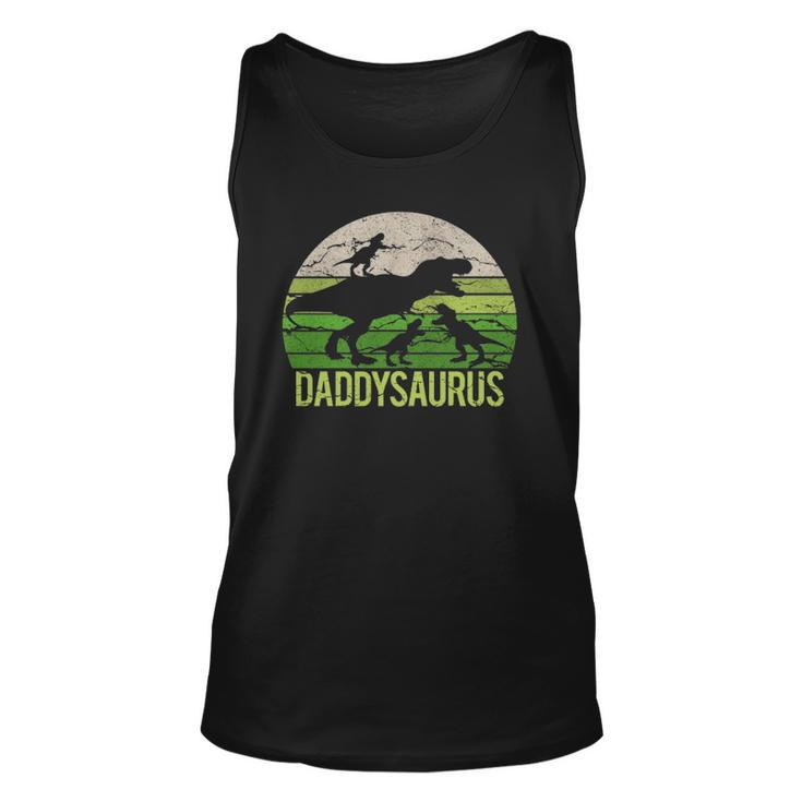 Daddy Dinosaur Daddysaurus 3 Three Kids Gift Dad Christmas Unisex Tank Top