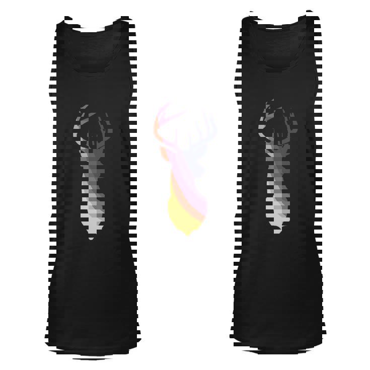 Deer Groovy Stripes Deer Head  Unisex Tank Top