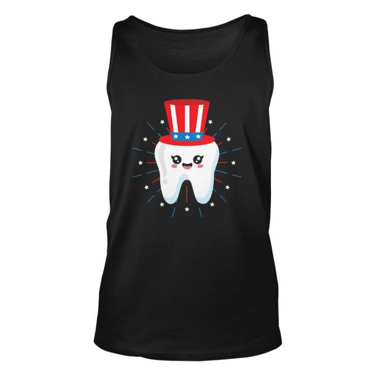 Dental Tooth Uncle Sam Hat 4Th Of July Usa Flag Dentist Tank Top