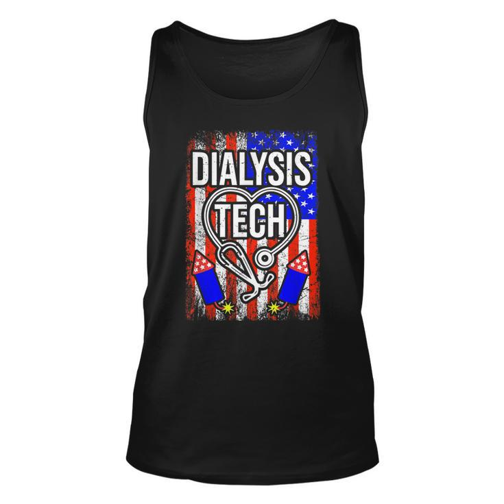 Dialysis Tech 4Th Of July American Flag Stethoscope Sparkler  Unisex Tank Top