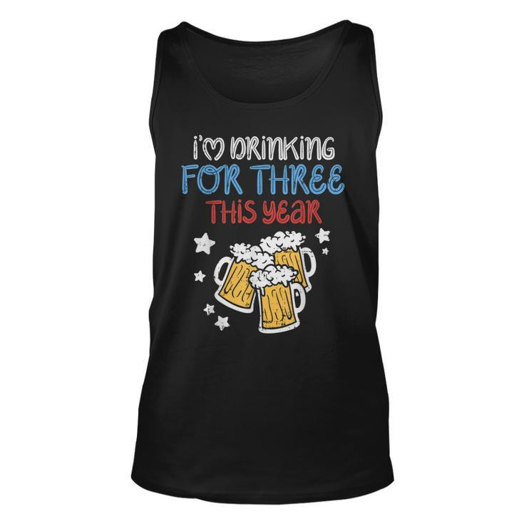 Drinking For Three Funny Baby 4Th Of July Pregnancy Soon Dad  Unisex Tank Top