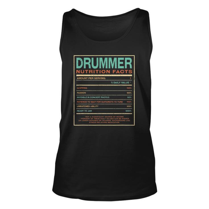 Drummer Nutrition Facts Funny Drum Player Humor Unisex Tank Top