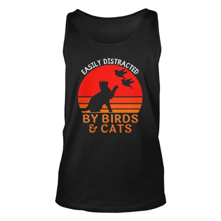 Easily Distracted By Birds And Cats Bird And Cat Lover Tank Top