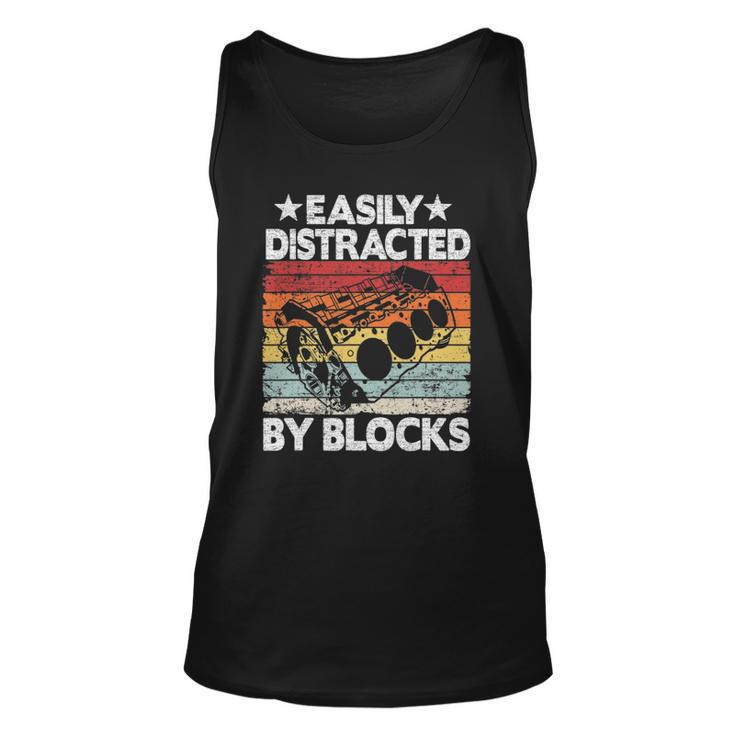 Easily Distracted By Blocks Racing Car Parts Funny Mechanic Unisex Tank Top
