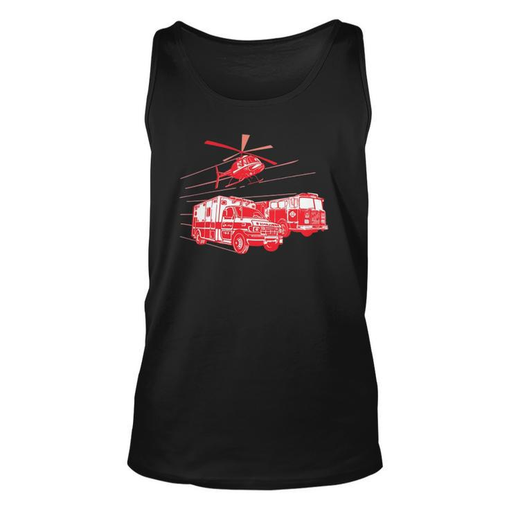 Ems Fire Rescue Truck Helicopter Cute Unique Gift Unisex Tank Top