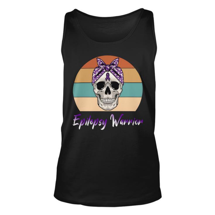 Epilepsy Warrior  Skull Women Vintage  Purple Ribbon  Epilepsy  Epilepsy Awareness V2 Unisex Tank Top