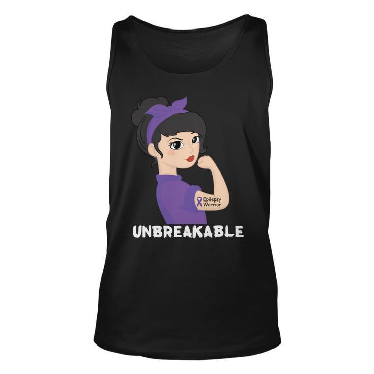 Epilepsy Warrior Strong Women With Purple Ribbon For Epilepsy Awareness Purple Ribbon Unisex Tank Top