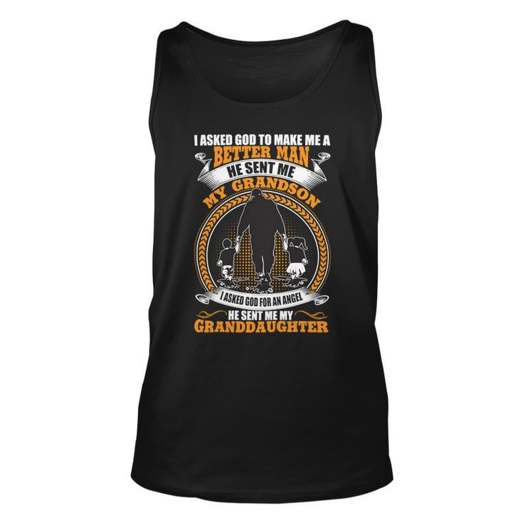 Father Grandpa God Sent Me My Grandson Granddaughter Fathers Day 138 Family Dad Unisex Tank Top