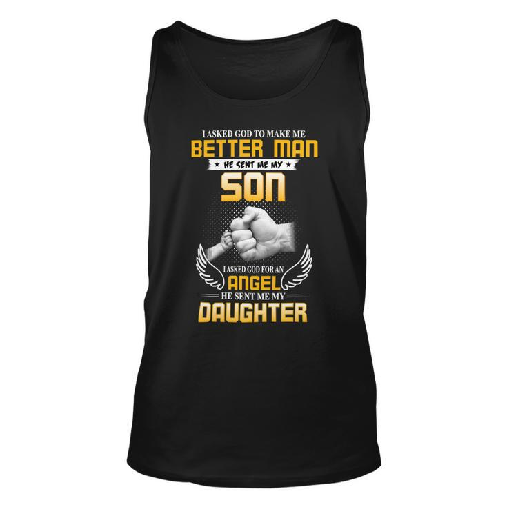Father Grandpa I Asked To Make Me Better Man167 Family Dad Unisex Tank Top