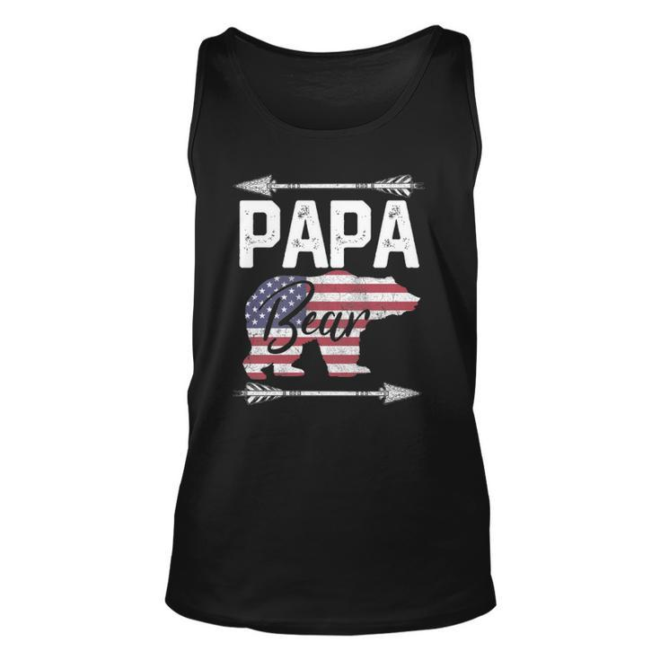 Fathers Day Gift Papa Bear Dad Grandpa Usa Flag July 4Th Unisex Tank Top