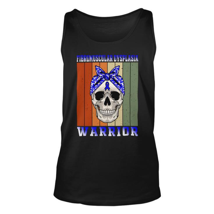 Fibromuscular Dysplasia Warrior  Skull Women Vintage  Blue Ribbon  Fmd  Fibromuscular Dysplasia Awareness Unisex Tank Top