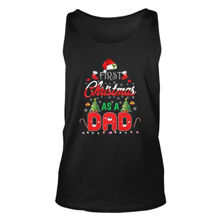 First Christmas As A Dad  Santa Hat Ugly Xmas Unisex Tank Top