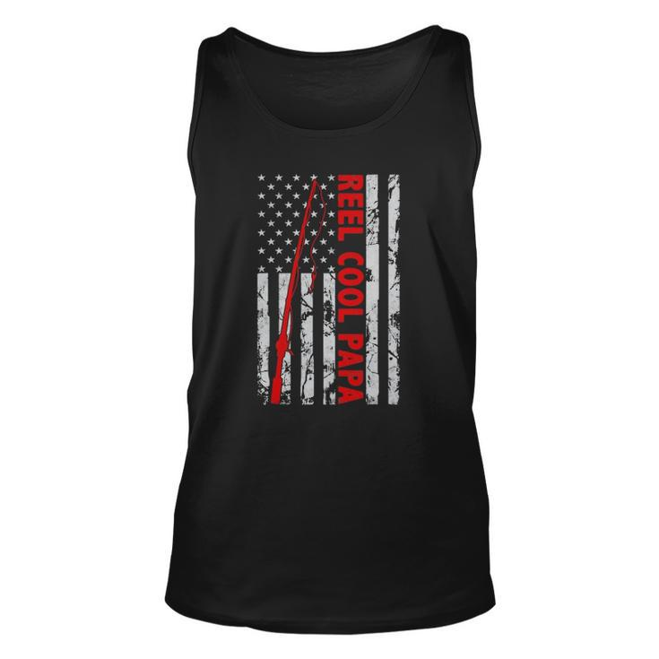Fishing Papa American Flag Fisherman Gift For Fathers Day Unisex Tank Top