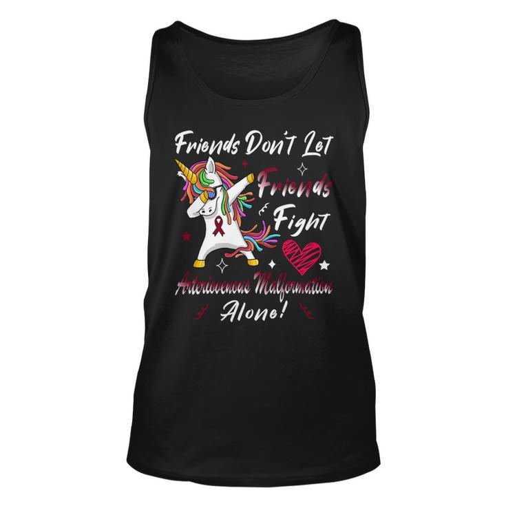 Friends Dont Let Friends Fight Arteriovenous Malformation Alone  Unicorn Burgundy Ribbon  Arteriovenous Malformation Support  Arteriovenous Malformation Awareness Unisex Tank Top