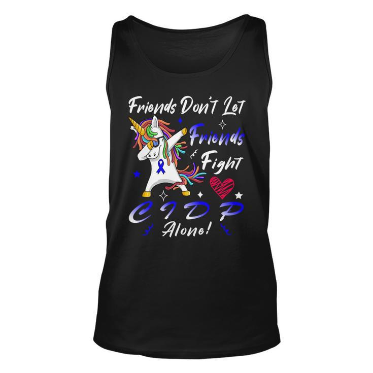 Friends Dont Let Friends Fight Chronic Inflammatory Demyelinating Polyneuropathy Cidp Alone  Unicorn Blue Ribbon  Cidp Support  Cidp Awareness Unisex Tank Top