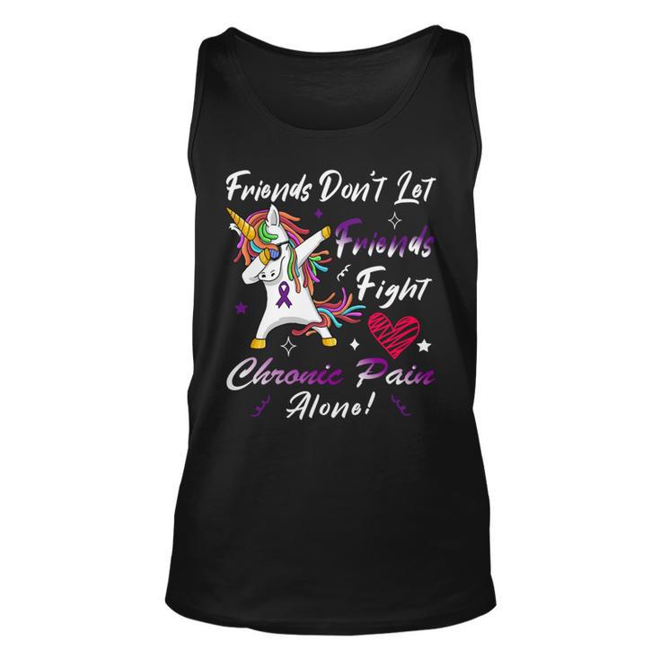 Friends Dont Let Friends Fight Chronic Pain Alone  Unicorn Purple Ribbon  Chronic Pain Support  Chronic Pain Awareness Unisex Tank Top