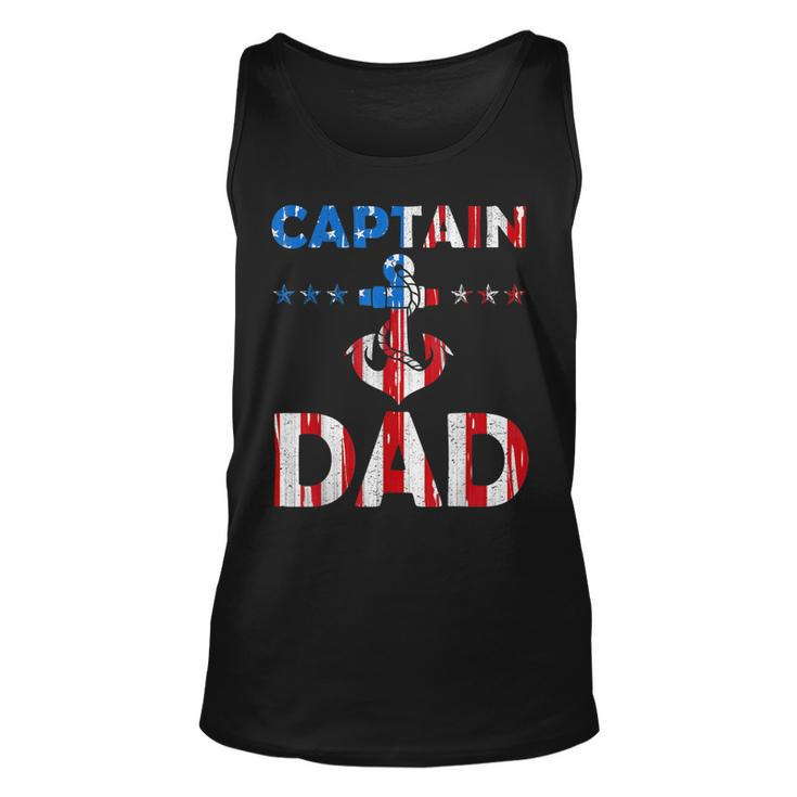 Funny Captain Dad  Boat Owner American Flag 4Th Of July  Unisex Tank Top