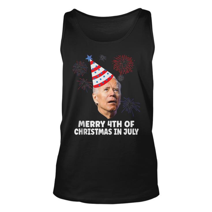 Funny Joe Biden Merry 4Th Of Christmas In July Usa Flag  Unisex Tank Top