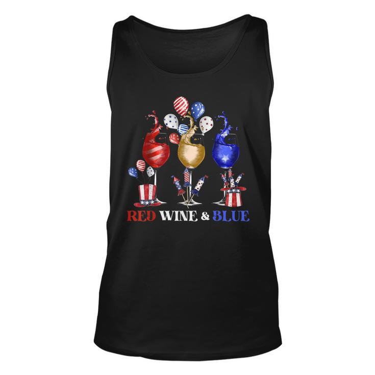 Funny Wine Glasses 4Th Of July Red White And Blue Firework  Unisex Tank Top