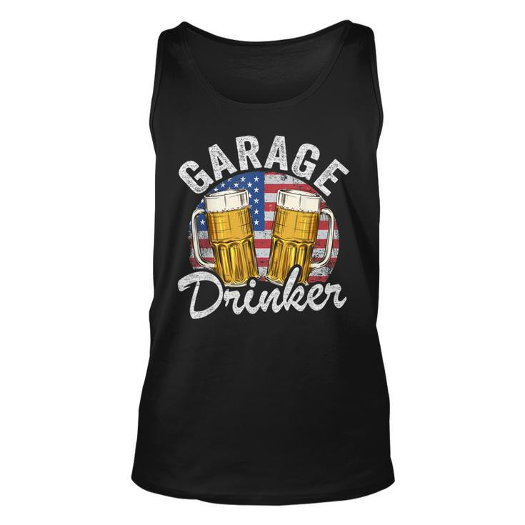 Garage Drinker 4Th Of July American Flag Dad Mens Garage  Unisex Tank Top