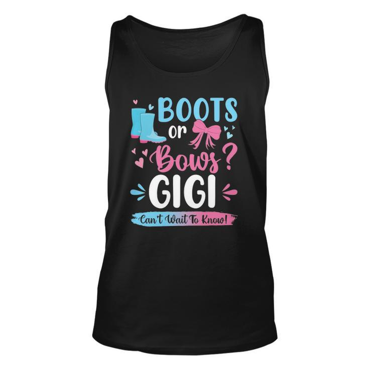 Gender Reveal Boots Or Bows Gigi Matching Baby Party Unisex Tank Top