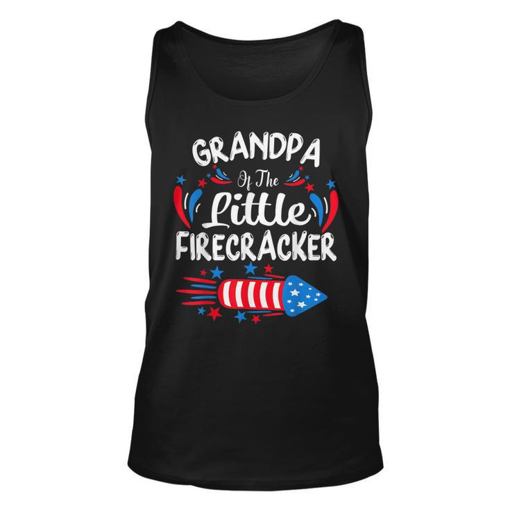 Grandpa Of The Little Firecracker 4Th Of July Birthday Party  Unisex Tank Top