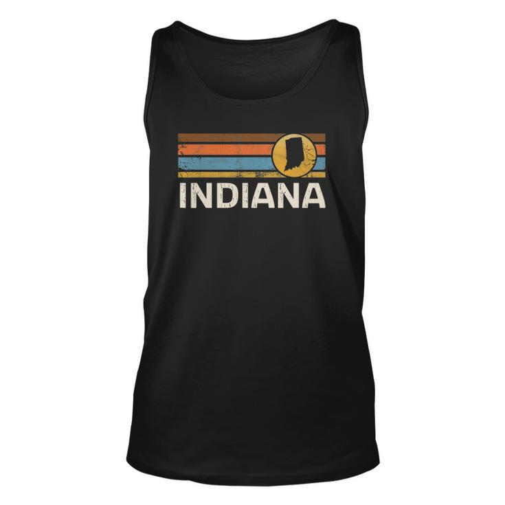 Graphic Tee Indiana Us State Map Vintage Retro Stripes Unisex Tank Top